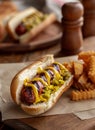 Grilled Hot Dog on a Bun Royalty Free Stock Photo