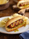 Grilled Hot Dog on a Bun Royalty Free Stock Photo