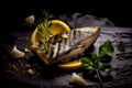 Grilled juicy yellowtail fish