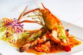 Grilled jumbo fresh water shrimp salad Royalty Free Stock Photo