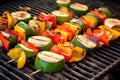 grilled kabobs of mixed veggies showing charred marks Royalty Free Stock Photo