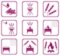 Grilled kebab icons set Royalty Free Stock Photo