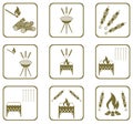 Grilled kebab icons set Royalty Free Stock Photo