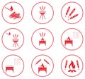 Grilled kebab icons set Royalty Free Stock Photo