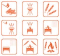 Grilled kebab icons set Royalty Free Stock Photo