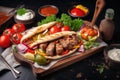 Grilled kebab salad. Generate Ai