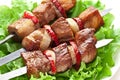 Grilled kebab (shashlik) on spits.