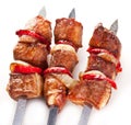 Grilled kebab (shashlik) on spits. Royalty Free Stock Photo