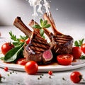 Grilled lamb chop, fresh mutton meat dish
