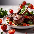 Grilled lamb chop, fresh mutton meat dish