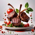 Grilled lamb chop, fresh mutton meat dish