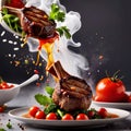 Grilled lamb chop, fresh mutton meat dish