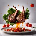 Grilled lamb chop, fresh mutton meat dish