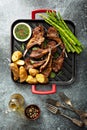 Grilled lamb chops with asparagus and potatoes Royalty Free Stock Photo