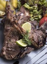 Grilled lamb chops with baked potatoes 1 Royalty Free Stock Photo