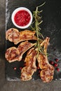 Grilled Lamb Chops with Cranberries and Rosemary Royalty Free Stock Photo