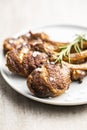 Grilled lamb chops on plate Royalty Free Stock Photo