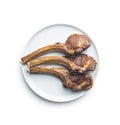 Grilled lamb chops on plate Royalty Free Stock Photo