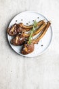 Grilled lamb chops on plate Royalty Free Stock Photo