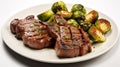 Grilled Lamb Chops Plated With Sauteed Brussel Sprouts Lamb, Meat, Lamb Chop. AI Generative Royalty Free Stock Photo