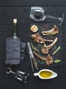 Grilled lamb chops. Rack of Lamb with garlic Royalty Free Stock Photo