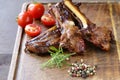 Grilled lamb chops steak with pepper