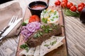 Grilled lamb kebab served with rice garnish and vegetables Royalty Free Stock Photo