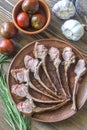 Grilled lamb rib chops on the plate Royalty Free Stock Photo