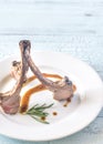 Grilled lamb rib chops on the plate Royalty Free Stock Photo