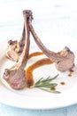 Grilled lamb rib chops on the plate Royalty Free Stock Photo