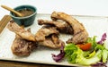 Grilled lamb ribs in a European restaurant