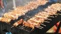 Grilled lamb satay on a charcoal grill Royalty Free Stock Photo