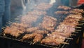 Grilled lamb satay on a charcoal grill Royalty Free Stock Photo