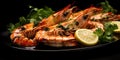 Grilled langoustines in garlic and parsley marinade