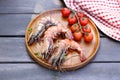 Grilled large shrimp on a plate Royalty Free Stock Photo