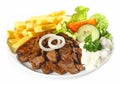 Grilled lean beef nuggets, called DÃÂ¶nerteller or Doner Royalty Free Stock Photo