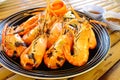 Grilled lobster in fire eat for side dish