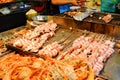 Grilled lobster and squid street food  at Hua Hin night market Thailand Royalty Free Stock Photo