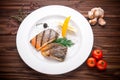 Grilled mackerel fish with vegetables Royalty Free Stock Photo