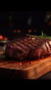 Grilled marble steak. A juicy and tempting piece of meat. Royalty Free Stock Photo
