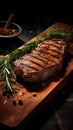 Grilled marble steak. A juicy and tempting piece of meat. Royalty Free Stock Photo