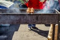 Grilled meat barbecue street food