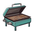 Grilled meat on barbecue, summer picnic icon