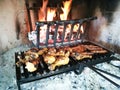 Grilled meat on fireplace Royalty Free Stock Photo
