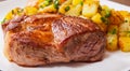 Grilled meat fillet steak with fried potato Royalty Free Stock Photo