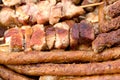 Grilled meat - grilled pork meat, grilled pork sausage and grilled pork kebab delicious food