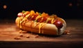 Grilled meat, hot dog, beef, snack, meal, freshness, gourmet generated by AI