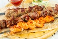 Grilled meat kebab mix Royalty Free Stock Photo