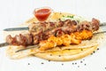 Grilled meat kebab mix Royalty Free Stock Photo