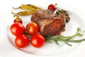 Grilled meat medallion with cherry Royalty Free Stock Photo